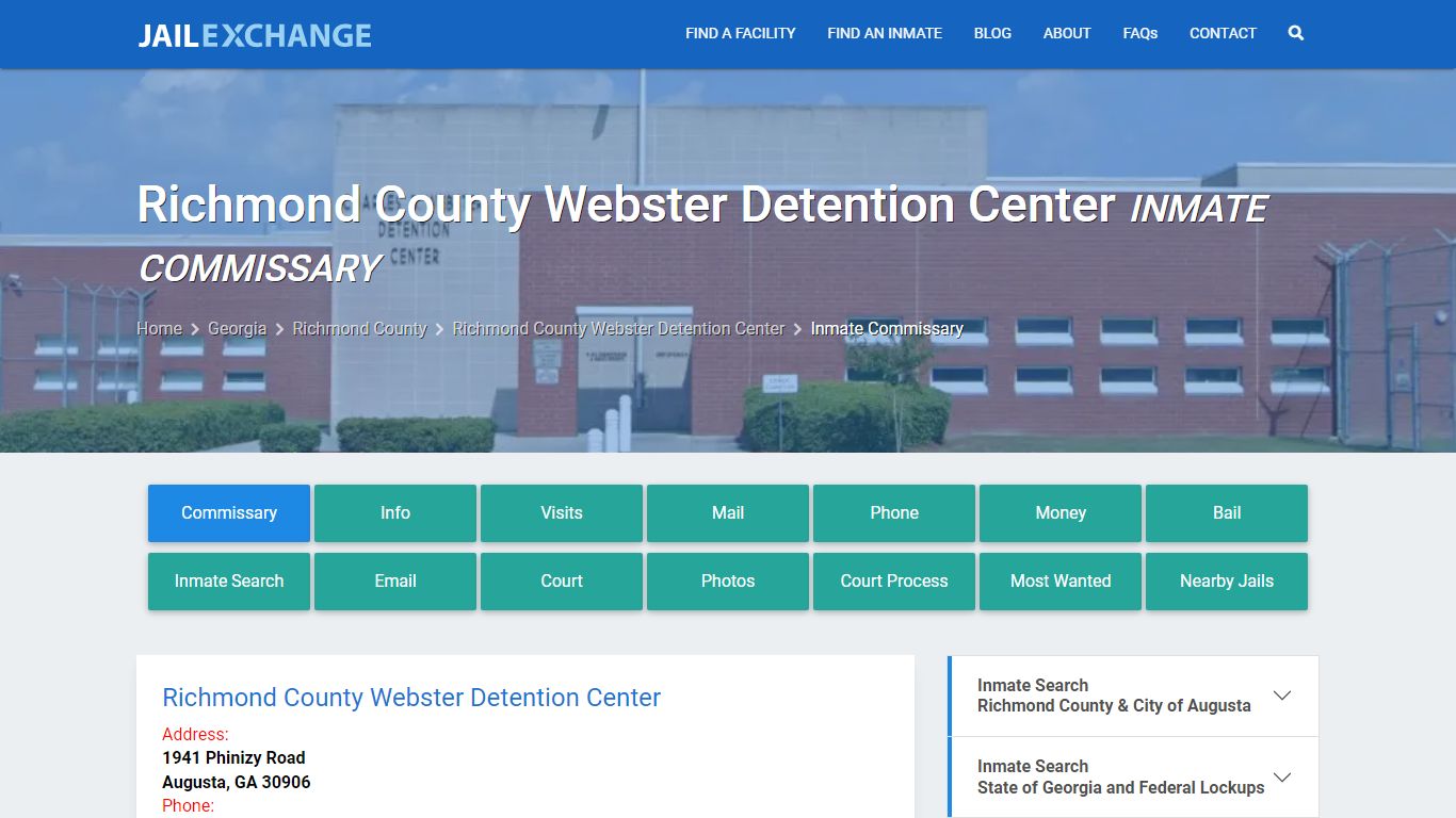 Richmond County Webster Detention Center Inmate Commissary - Jail Exchange